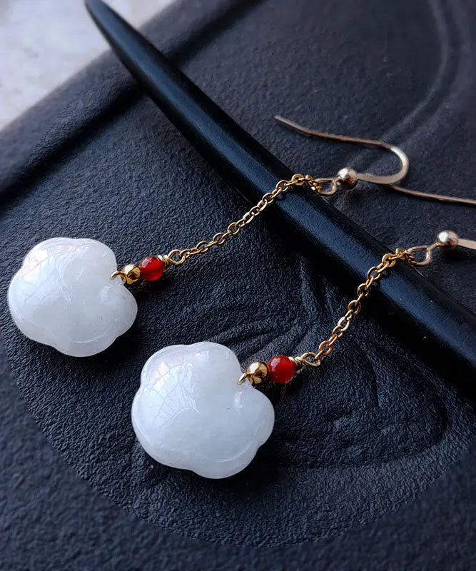 Diy 14k Gold Jade Gem Stone Drop Earrings