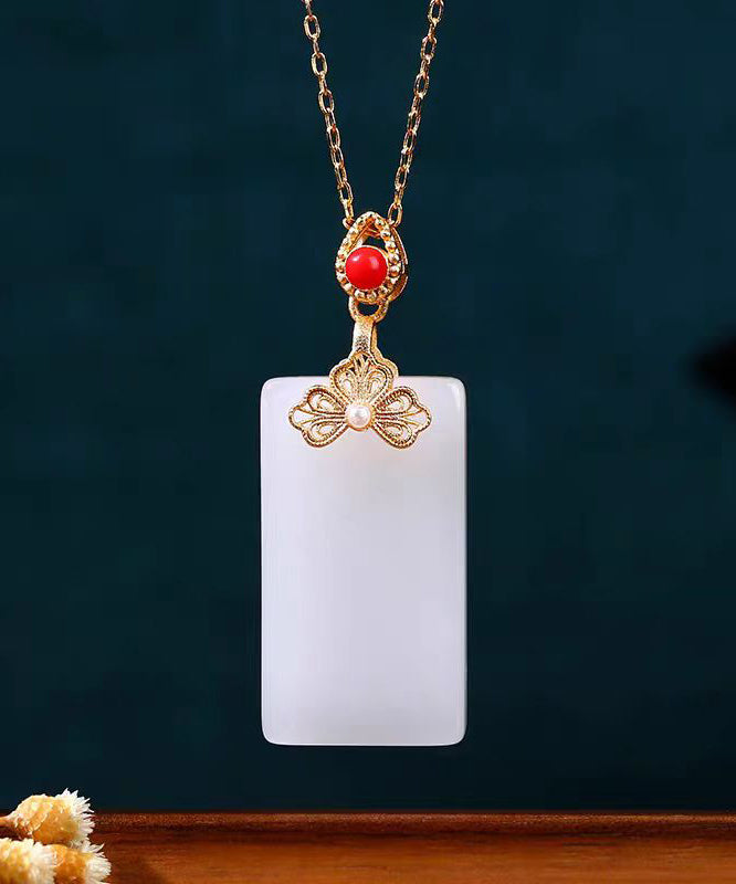 Diy White Copper Overgild Jade Enamel Butterfly Pendant Necklace Kx1059