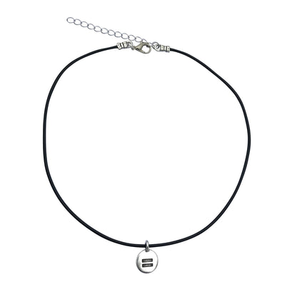 Dragonweave Equality Circle Charm Necklace and Earring Set, Silver Plated Black Leather Choker and Leverback Earrings