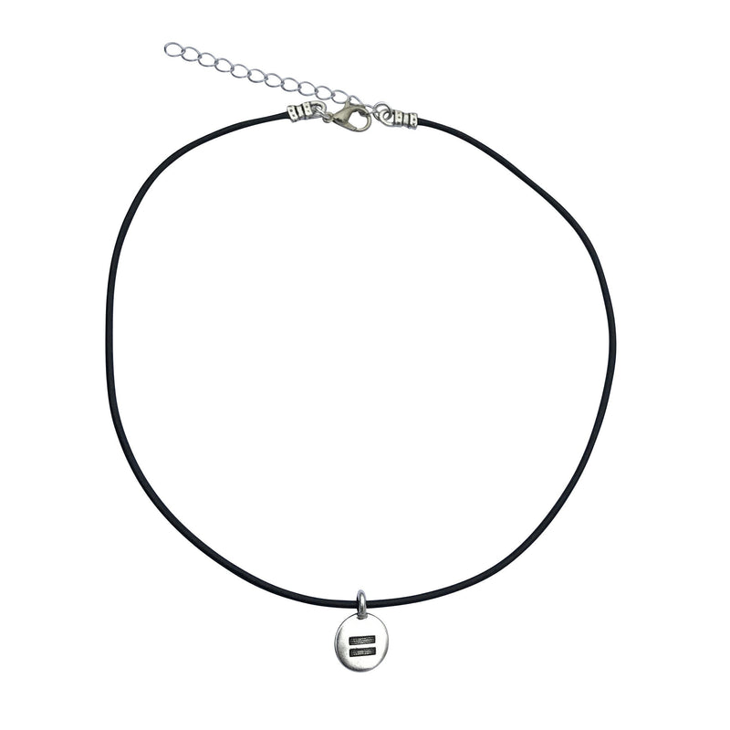 Dragonweave Equality Circle Charm Necklace and Earring Set, Silver Plated Black Leather Choker and Leverback Earrings