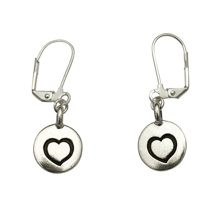 Dragonweave Heart Circle Charm Necklace and Earring Set, Silver Plated Red Leather Choker and Leverback Earrings