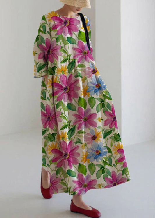 EP | abricot et fleurs violettes robe en coton patchwork sacs printemps