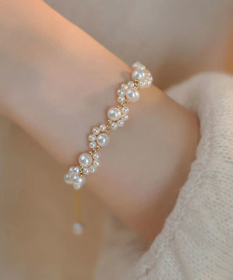 Gold Alloy Kitten Claws Pearl Tassel Charm Bracelet