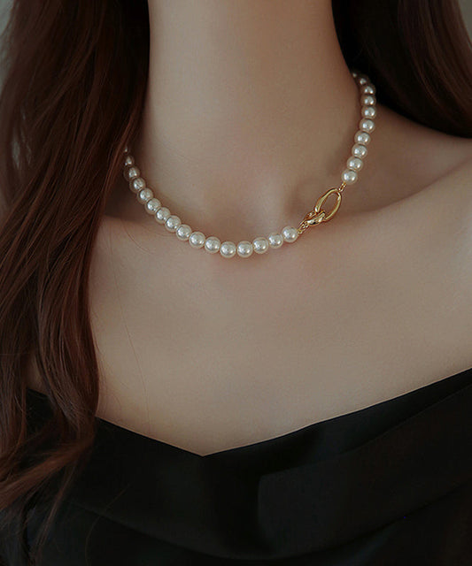 White Copper Overgild Pearl Gratuated Bead Necklacefine Silk Sterling Silver Broken Silver Gypsophila Necklace Et010