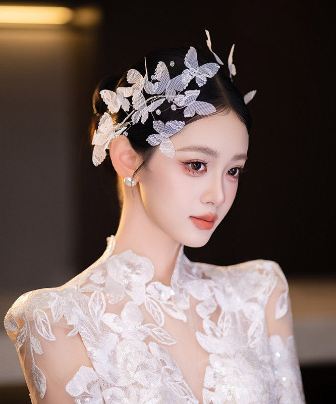 White Lace Butterfly a Pair Hairpin