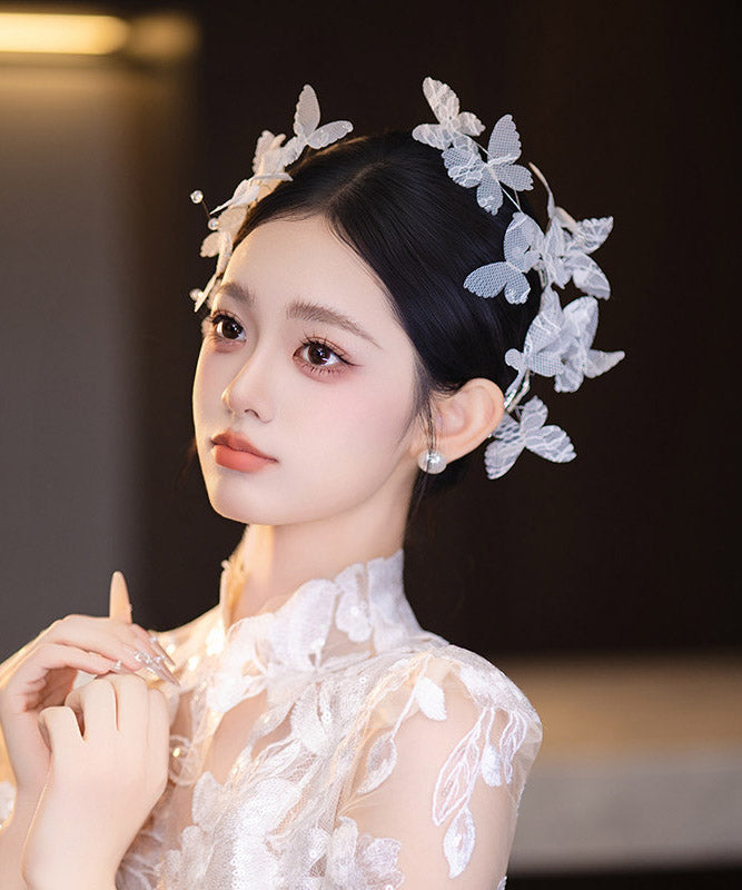 White Lace Butterfly a Pair Hairpin