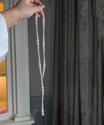 White Pearl Beading Gratuated Bead Necklace Wq021