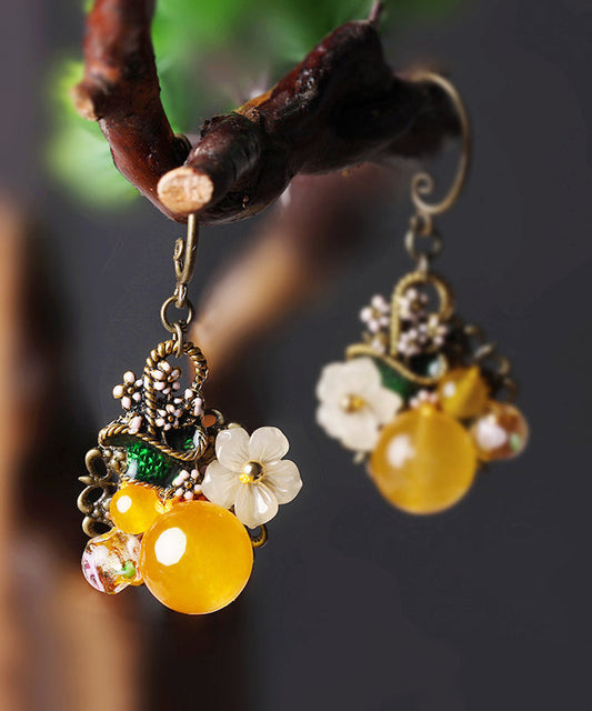 Yellow Copper Drop Earrings
