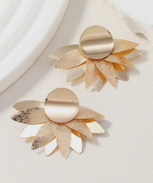 Exaggerated Gold Heavy Metal Earrings for