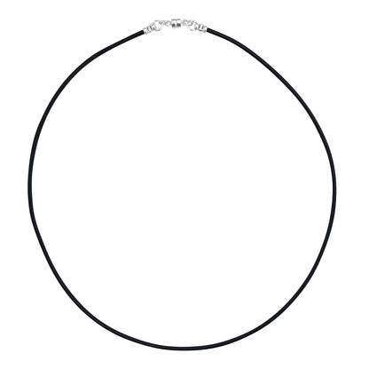 Sterling Silver 1.8mm Fine Black Leather Cord Necklace With Magnet Clasp