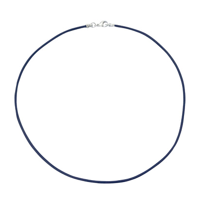 Sterling Silver 1.8mm Fine Navy Blue Leather Cord Necklace