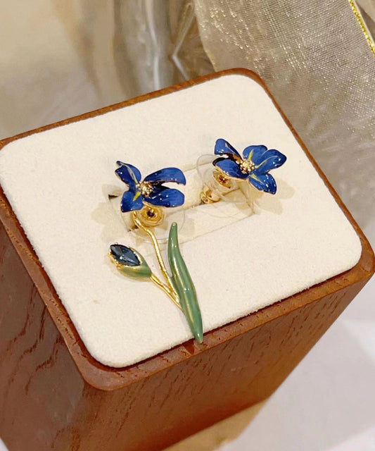 Blue Alloy Zircon Drop Earrings