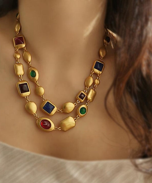 Gold Copper Overgild Bilayer Coloured Glaze Necklace Gh1017