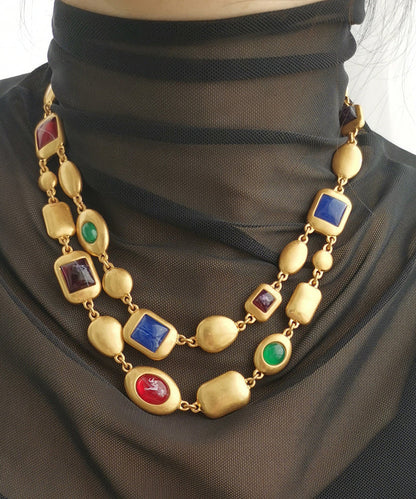 Gold Copper Overgild Bilayer Coloured Glaze Necklace Gh1017