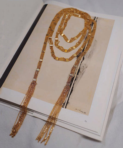 Gold Copper Overgild Multi Layer Tassel Pendant Necklace Ya024