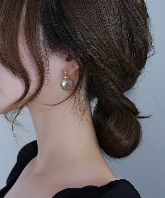 Gold Copper Overgild Pearl Stud Earrings