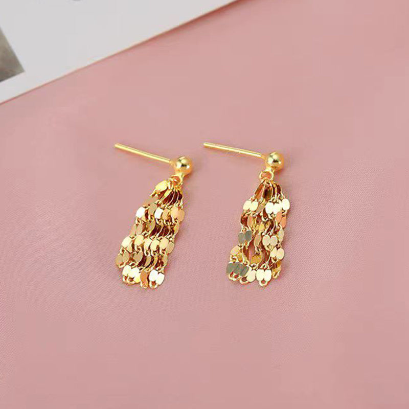 Gold Sterling Silver Overgild Tassel Drop Earrings