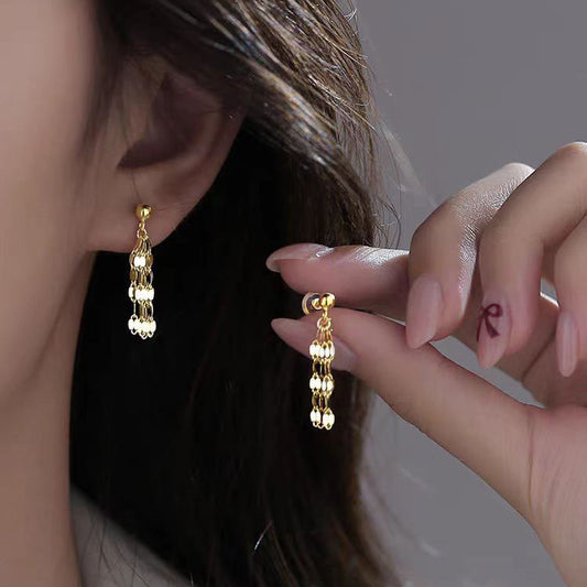 Gold Sterling Silver Overgild Tassel Drop Earrings