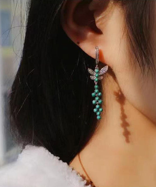 Green Silver Turquoise Silver Turquoise Drop Earrings