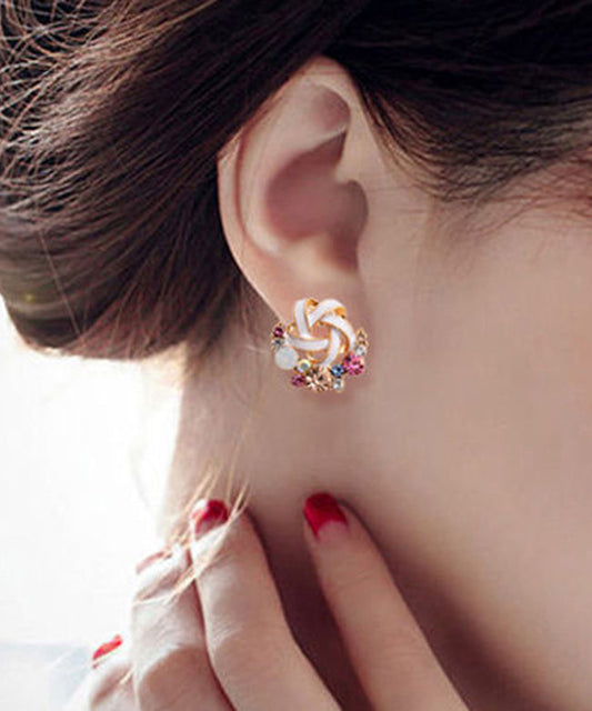 Rainbow Alloy Zircon Stud Earrings