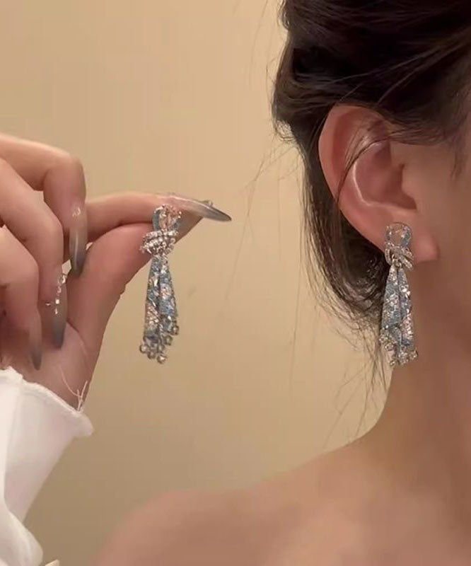 Tassel Earrings Silk Alloy Drop Zircon Rainbow
