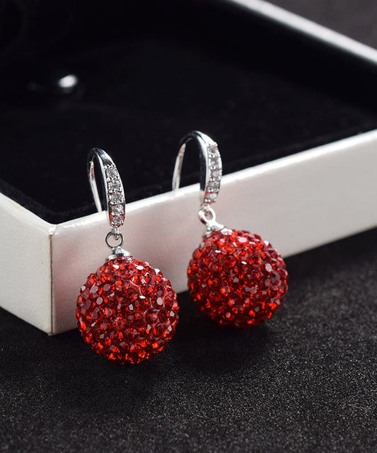 Red Sterling Silver Zircon Drop Earrings