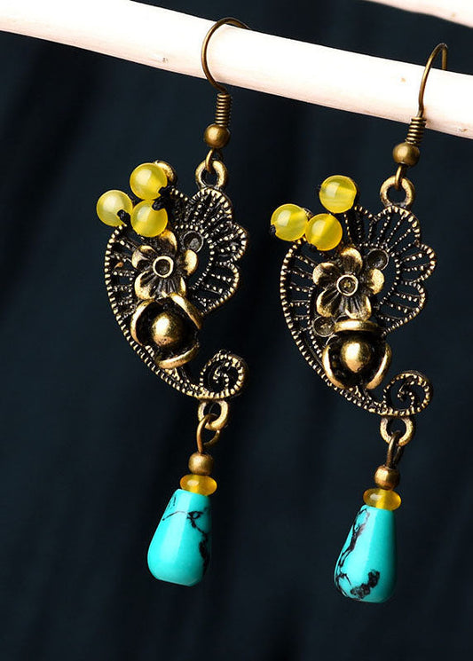 Fine Colorblock Turquoise Fine Copper Drop Earrings