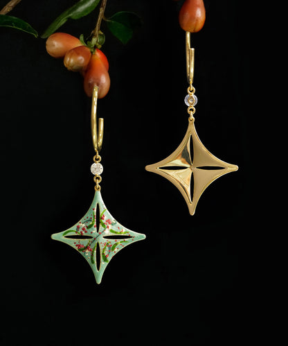 Fine Gold Copper Overgild Diamond Drop Earrings