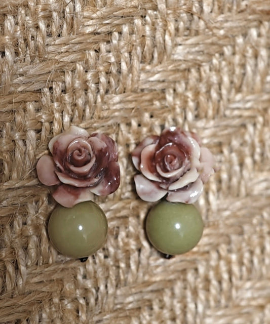 Fine Light Green Copper Alloy Tie Dye Shell Drop Earrings