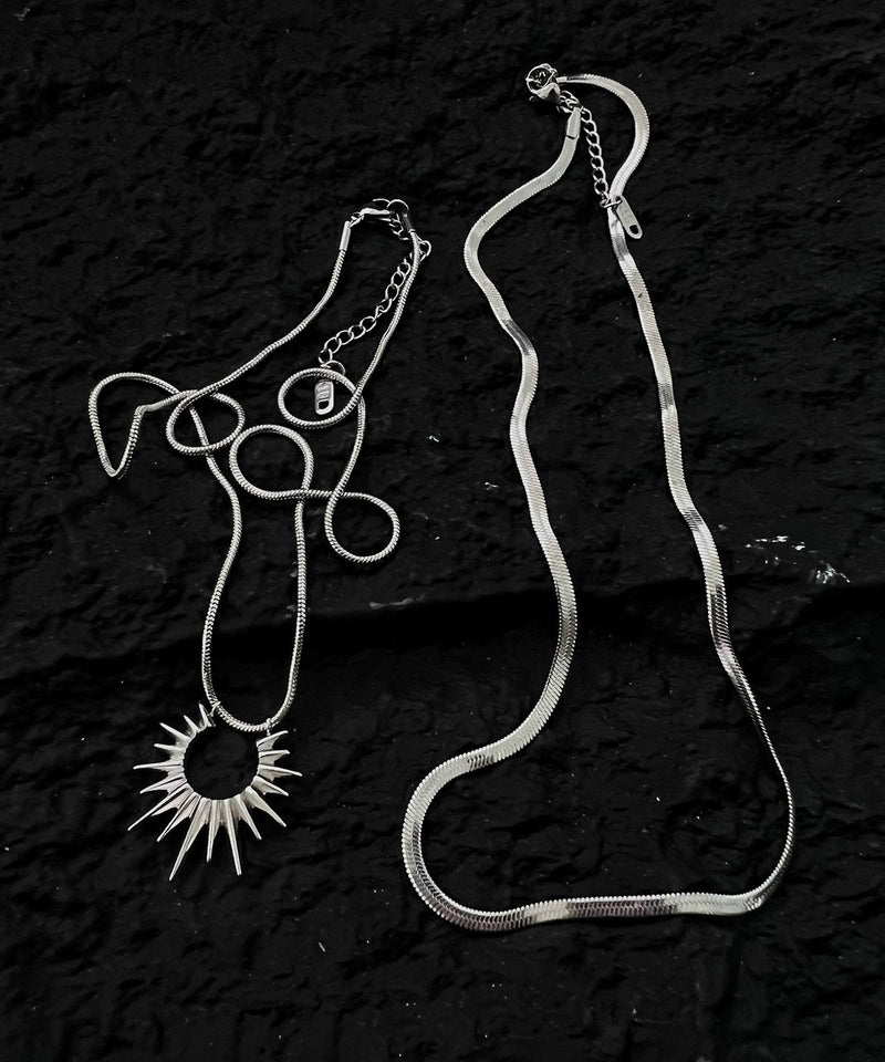 Fine Silk Stainless Steel Bilayer Sun God Pendant Necklace Qq046