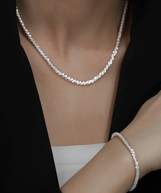 Fine Silk Sterling Silver Broken Silver Gypsophila Necklace Et001