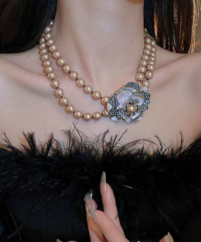 Fine Sterling Silver Alloy Pearl Zircon Pendant Necklace