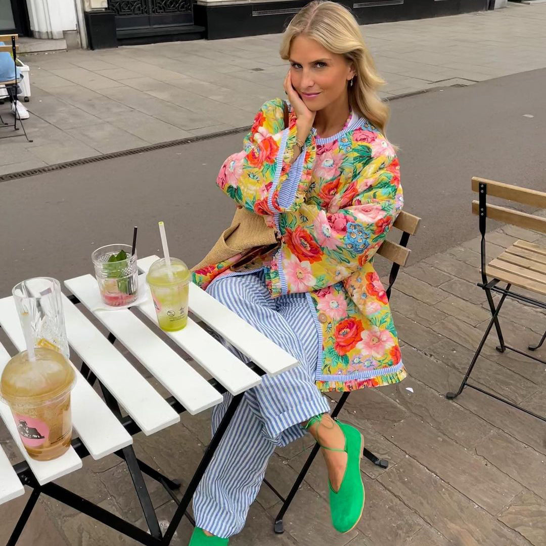 LM | Printed women's blazer with floral pattern