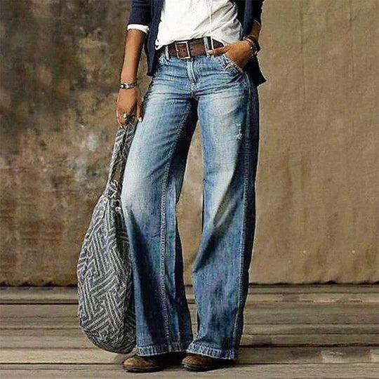 LM | Vintage denim jeans with wide leg and high waist