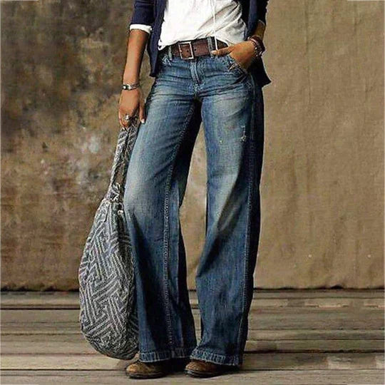 LM | Vintage denim jeans with wide leg and high waist