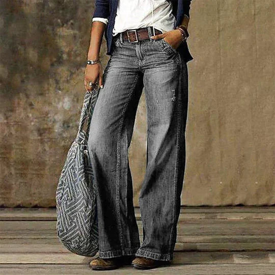 LM | Vintage denim jeans with wide leg and high waist