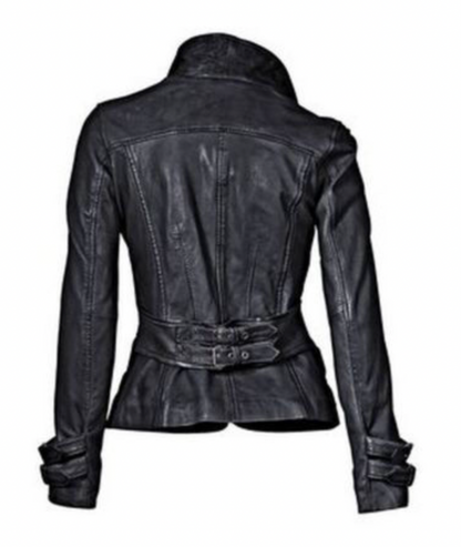 EP FREE : MW | Veste en cuir noir ajustée