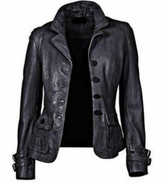 EP FREE : MW | Veste en cuir noir ajustée