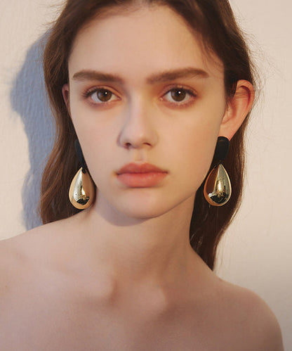 Glossy Gold Waterdrop Dangle Metal Drop Earrings