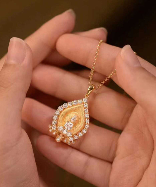 Gold Sterling Silver Overgild Zircon Pendant Necklace Qi059