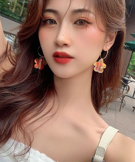 Gradient Color Rainbow Acrylic Hoop Earrings