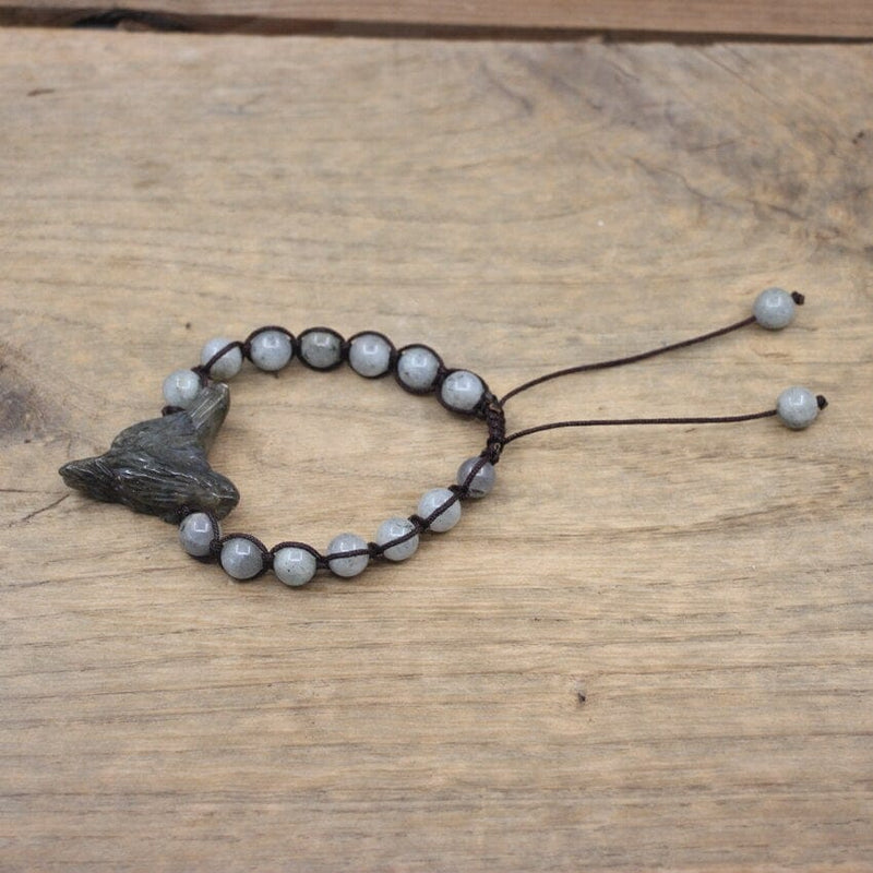 Natural Stone Wolf Beaded Bracelet