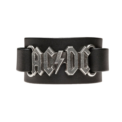 Ac/dc Logo Black Leather Wriststrap Bracelet by Alchemy Gothic