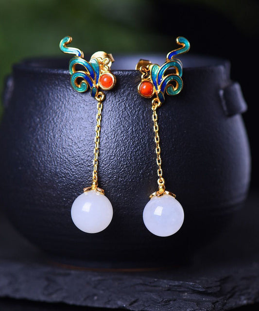 Handmade Multicolor Sterling Silver Inlaid Gem Stone Stud Earrings