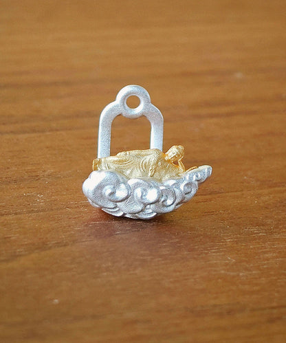 Handmade Original Tiankai Sleeping Buddha Silver Stud Earrings