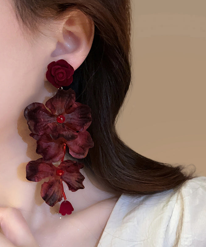 Loose Mulberry Fabric Resin Tassel Drop Earrings