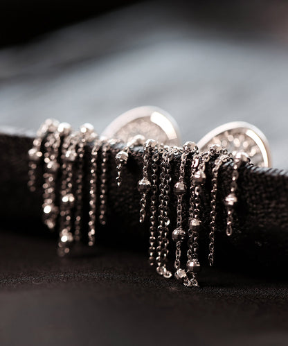 Loose Silk Sterling Silver Chain Tassel Drop Earrings