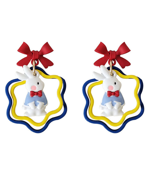 Bow Rabbit Fine Metal Drop Earrings