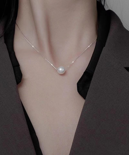 Modern Gold Sterling Silver Overgild Pearl Necklace Po069