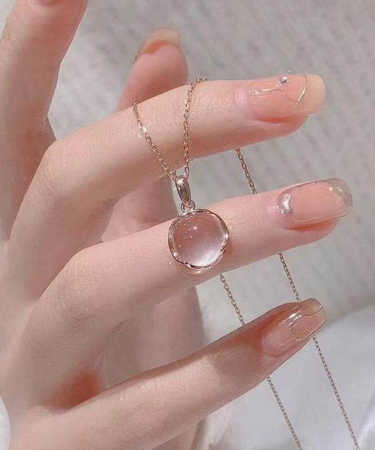 Modern Rose Sterling Silver Crystal Pendant Necklace Et038